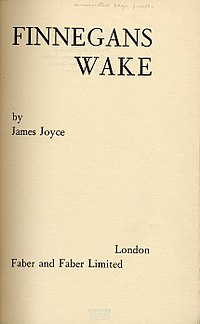 Finnegans Wake. James Joyce Book Cover