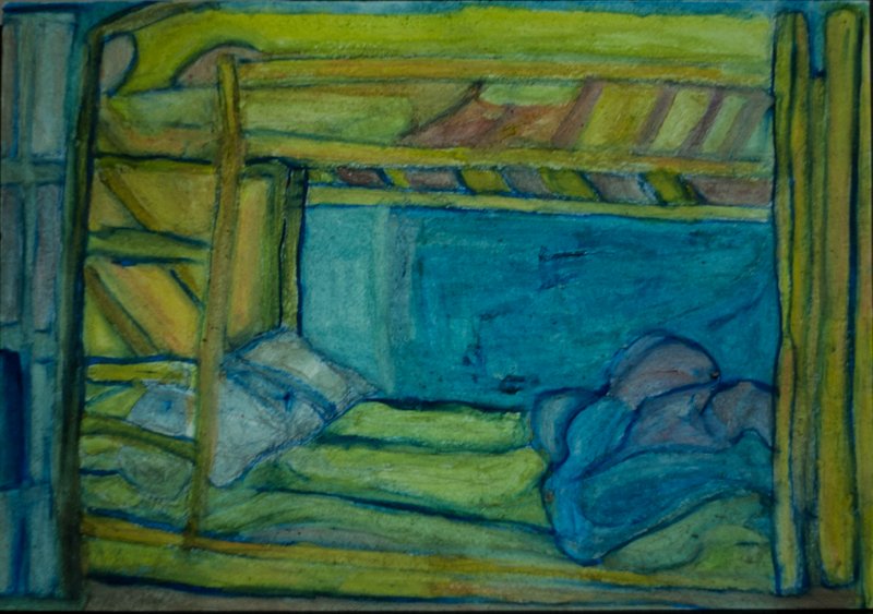 Hostel Bed. Painting Digital Color Variation