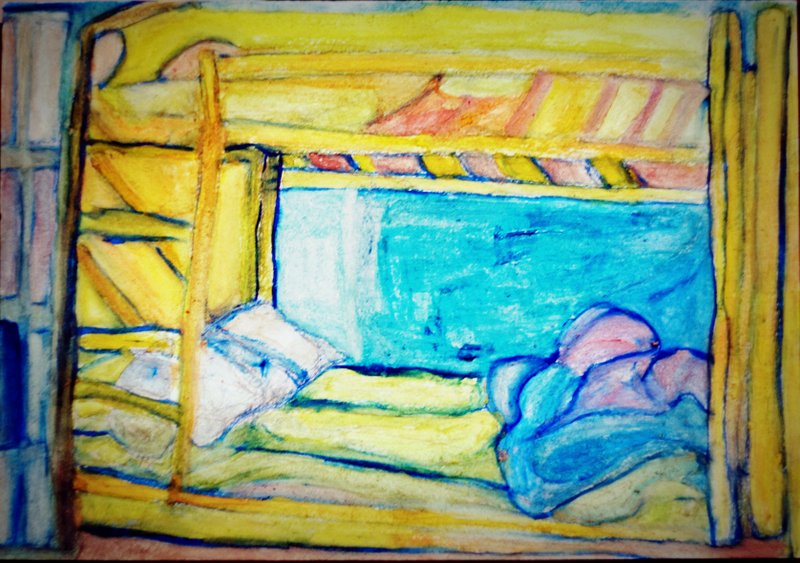 Hostel Bed. Painting. Digital Color Variation